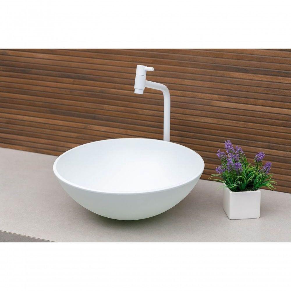 Cuba Para Banheiro De Vidro Redonda 35 Cm Cor: Branco Matte