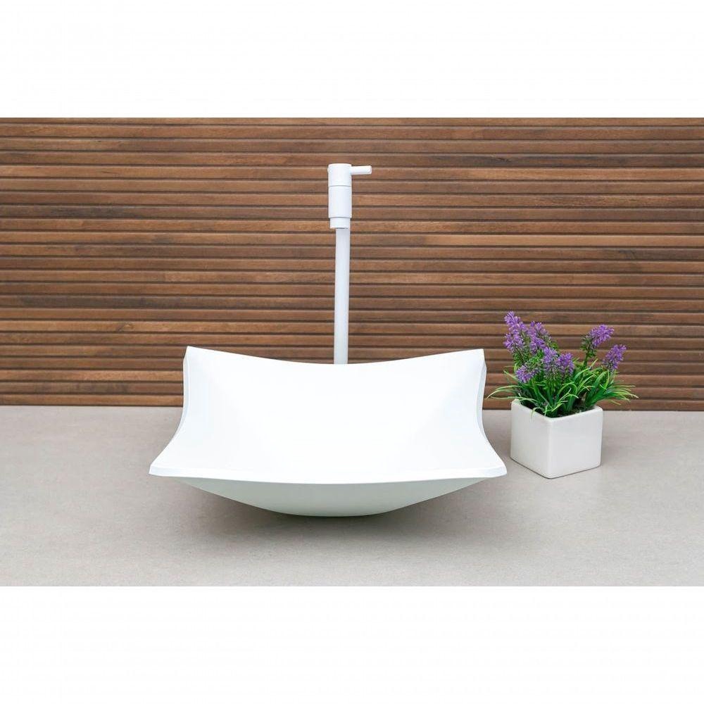 Cuba Para Banheiro De Vidro Quadrada Rt 34cm Branco Matte
