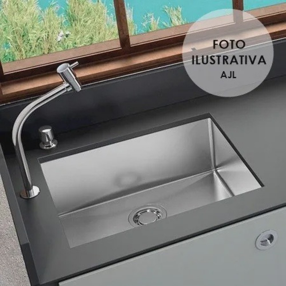 Pia Cuba De Inox Para Cozinha 60x40 Gourmet Luxo Quadrada