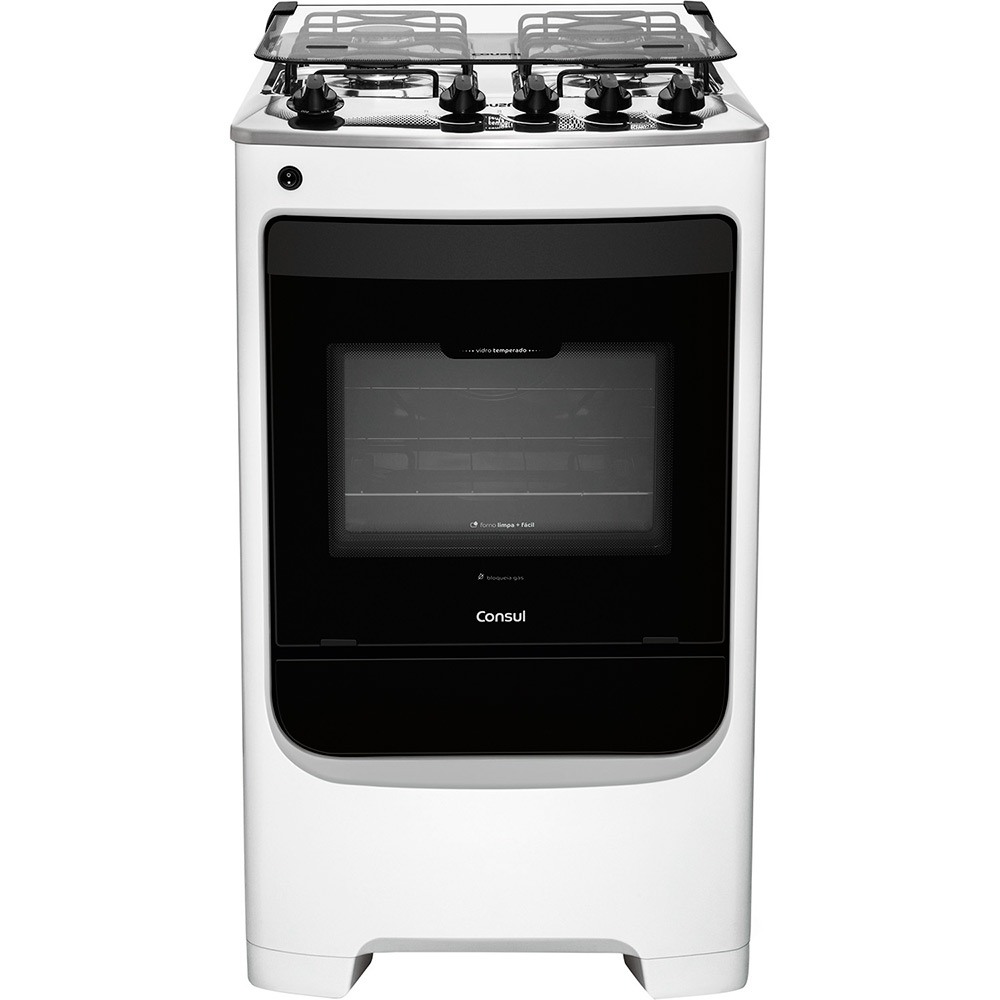 Fogão Consul CFO4NAB 4 Bocas com Acendimento Automático Design Frente Única Branco - Bivolt