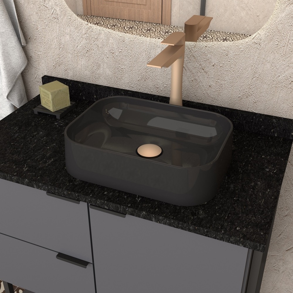 Cuba Pia Para Banheiro Lavabo Preto Sobrepor Luna Cozimax