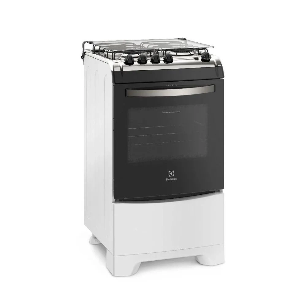 Fogão Electrolux 4 Bocas 52LBU Branco Automático com Forno de 70L Vidro Interno Removível - Bivolt