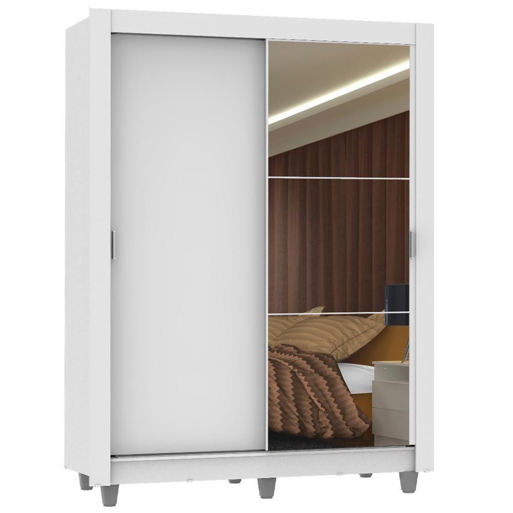 Guarda-roupa Solteiro Madesa Denver 2 Portas De Correr Com Espelho Com Pés